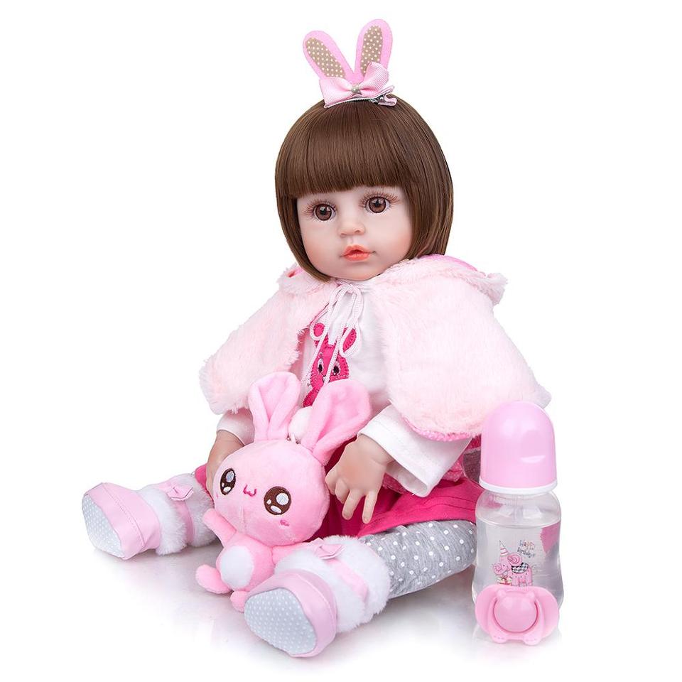 Bebê Boneca Reborn Original 100% Silicone Dormir + Coelha